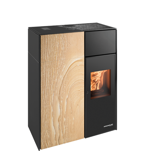 Pellet Stove HSP 8 Lucca-II RLU 445.08-ST pearl black/Woodstone Premium, AIRTIGHT certified (32kg tank capacity)