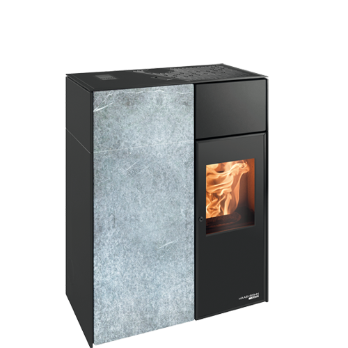 Pellet Stove HSP8 Lucca-II RLU 445.08 pearl-black / soapstone Premium, AIRTIGHT certified (32kg tank capacity)